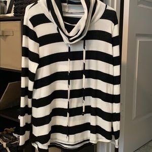 NWOT cowl neck striped sweater, super soft